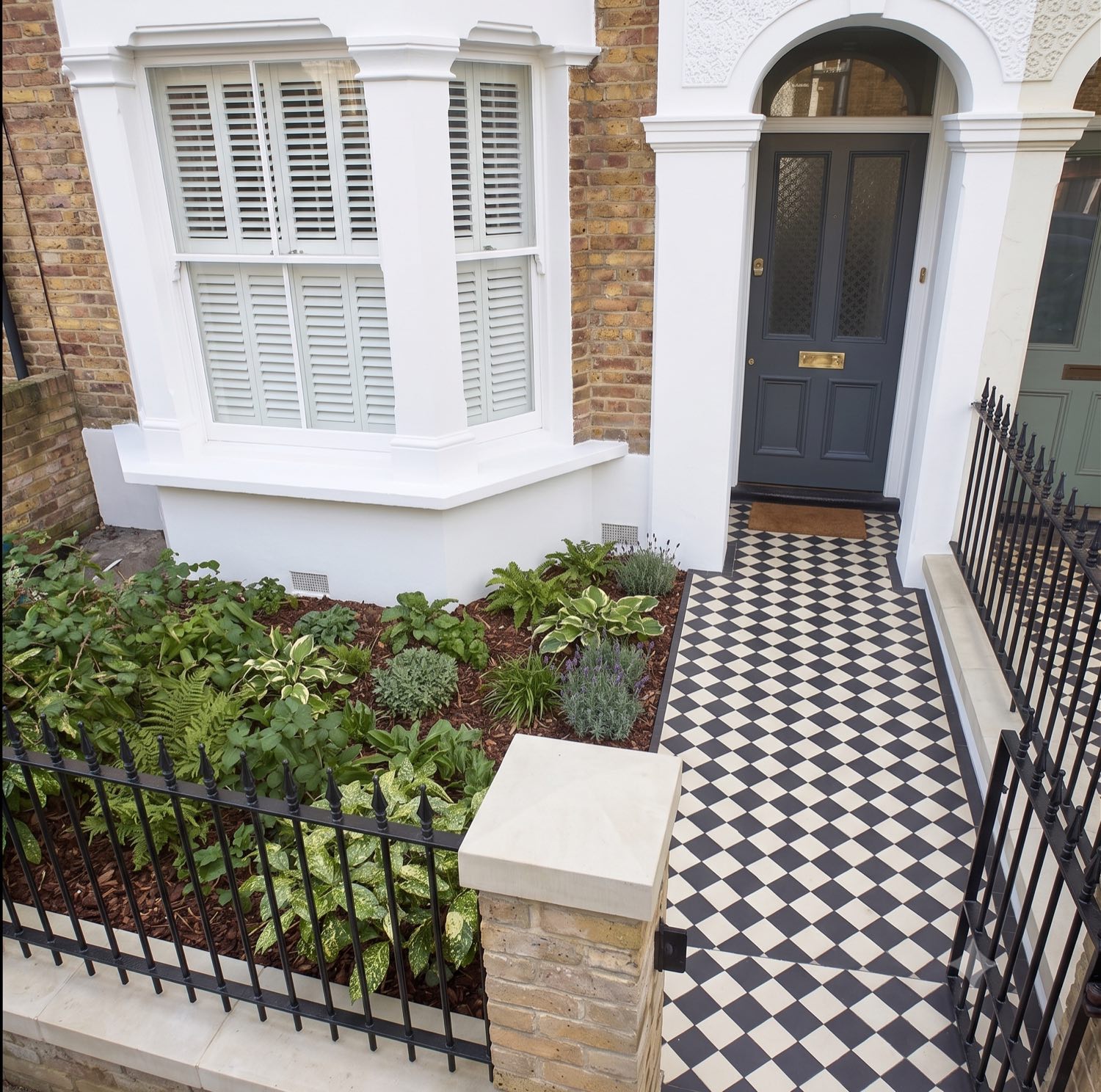 Freshly cleaned London period house frontage